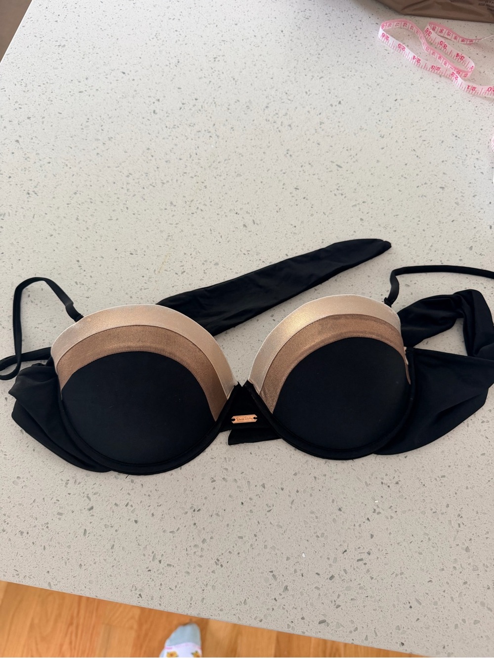 Beach bunny Black and Gold Push-Up Bikini Top - Women Accessories